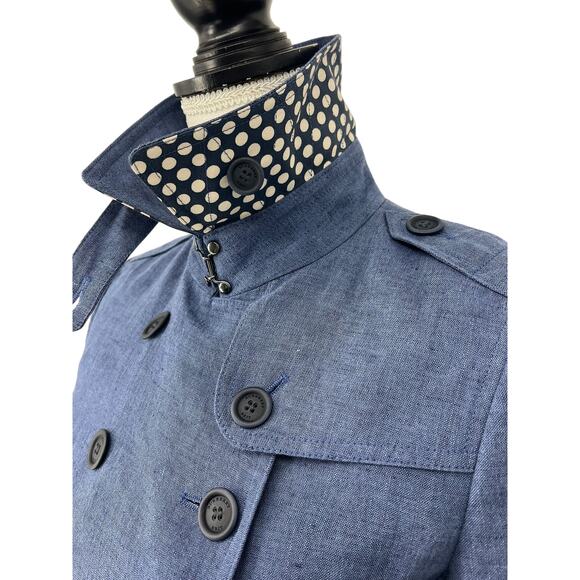 Burberry Brit 100% Linen Short Trench Coat in Blue - Picture 8 of 16